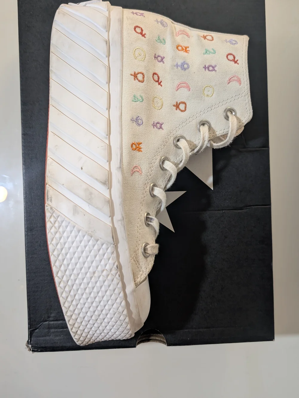 Converse Platform High-Top Sneakers with Colorful Symbols - White